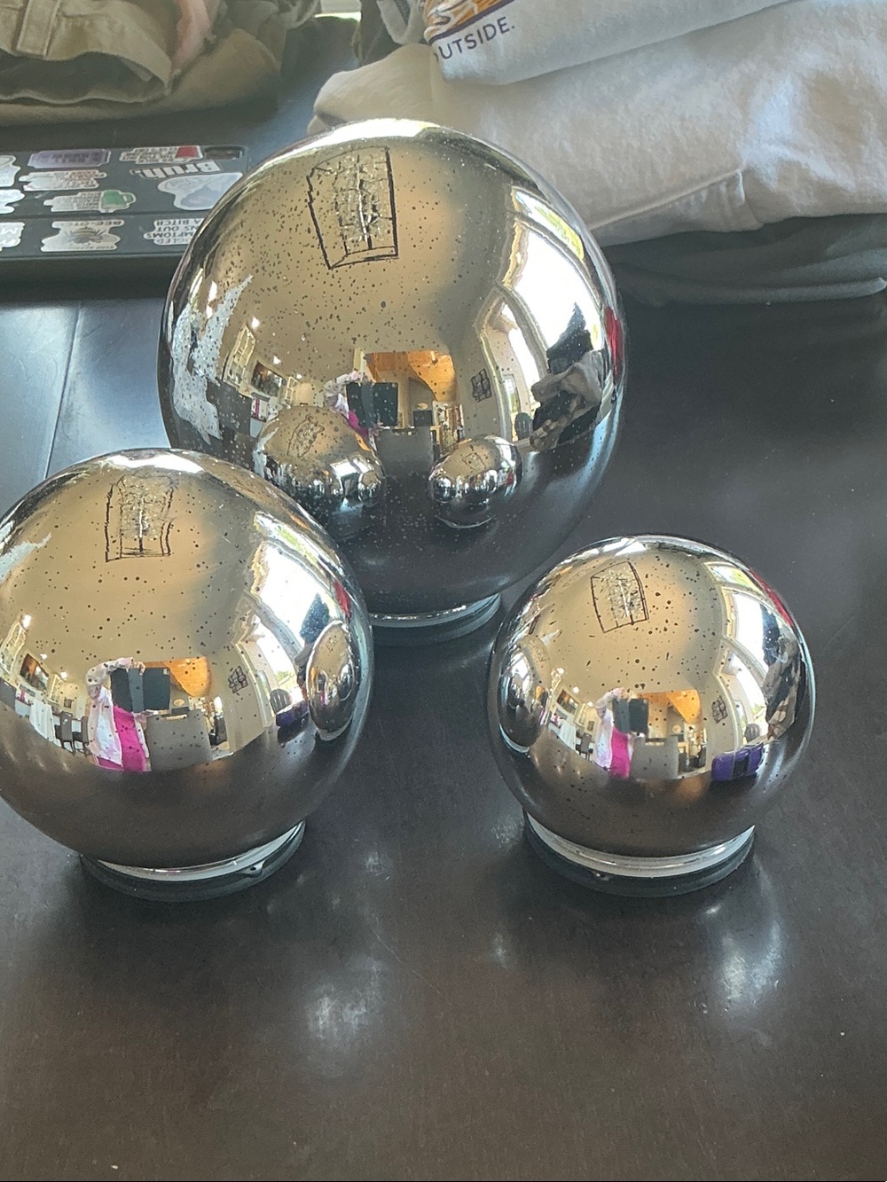 Holiday Decorative Mercury Glass Spheres - Silver -  Valerie Parr Hill